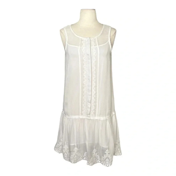 MANGO Suit White Dress Embroidered Western Camisole Sheer Ivory Feminine LWD 2 - Picture 2 of 16